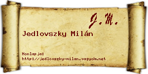Jedlovszky Milán névjegykártya
