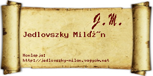 Jedlovszky Milán névjegykártya